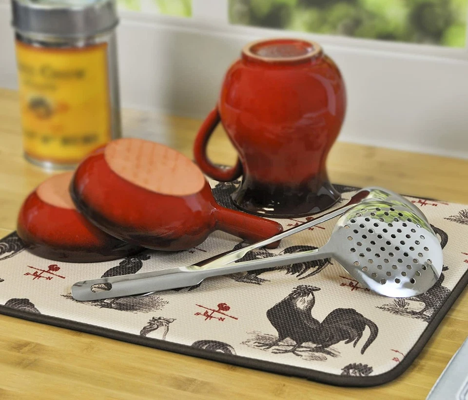 Alfombra de secado de platos de gallo marrón Envision Home 16 x 18 Foto 2 de 2