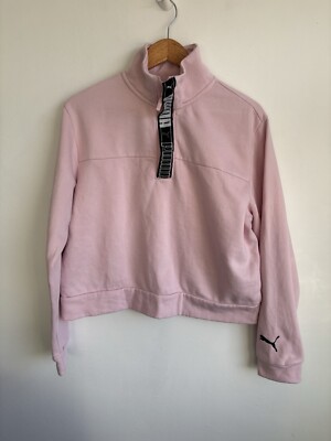 Puma Pathfinder Half Zip Crop Jumper, Womens Pink Size Large