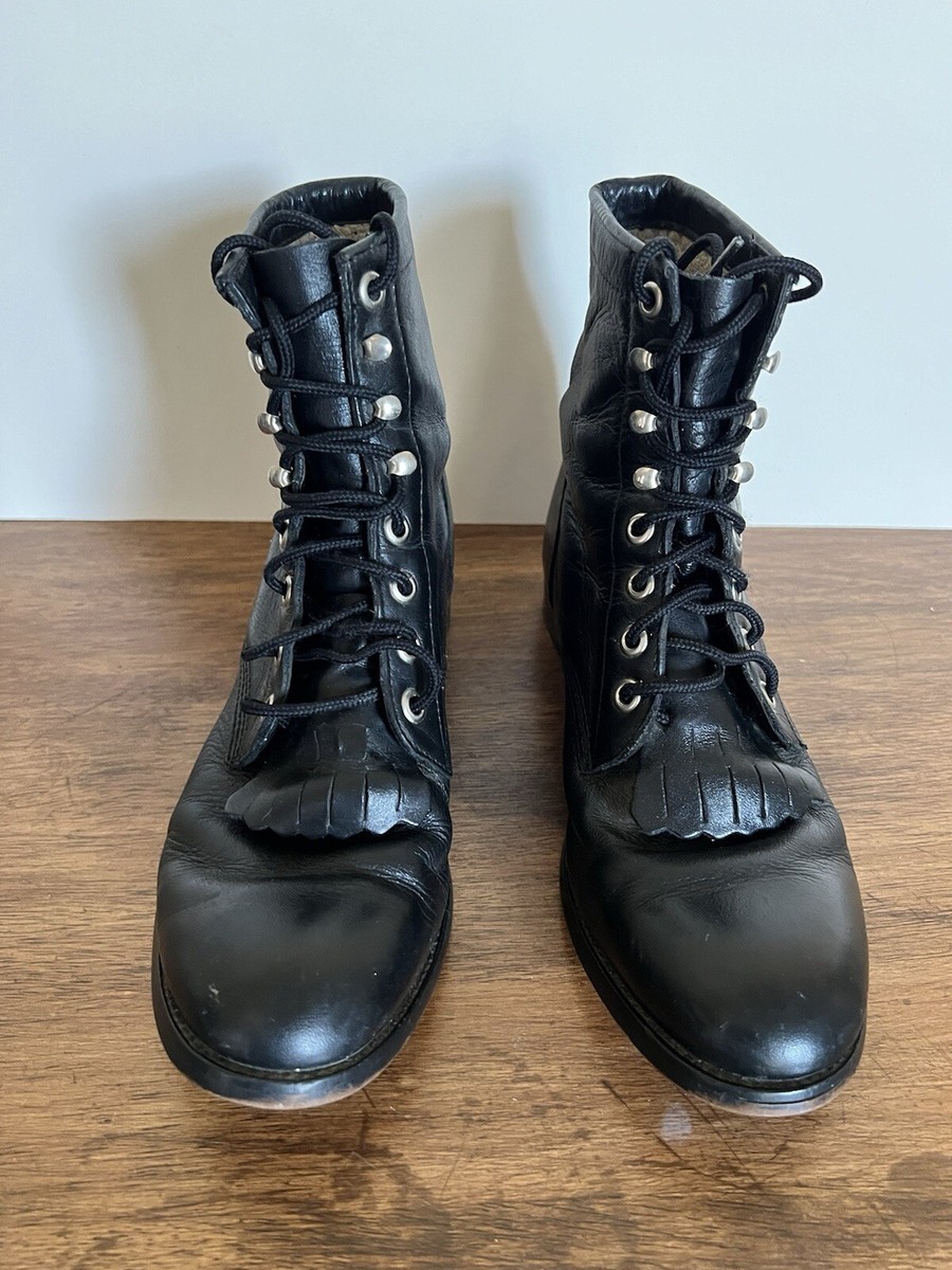 Justin Junior Youth Lace Up Black Western #506Y Leather  display picture 1