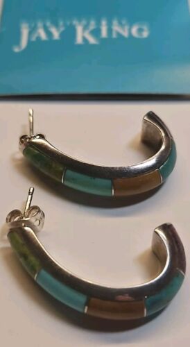 Jay King Mind Finds Mulit-Colored Turquoise Stones Sterling Silver 925 Earrings - Picture 4 of 9