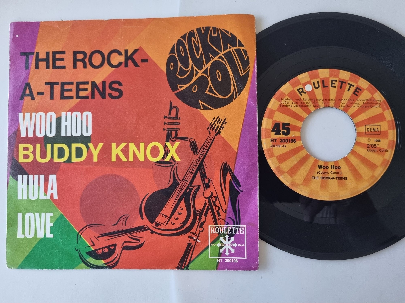 The Rock-A-Teens/ Buddy Knox - Woo Hoo/ Hula love 7'' Vinyl Germany