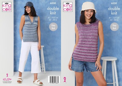Strickmuster Damen Doppelstrick V-Ausschnitt & Rundhals Tops King Cole 6350