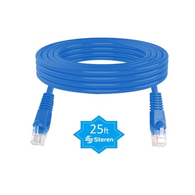 Steren 25ft Cat5e Patch Cord Snagless UTP cULus, Internet Cable Molded Blue