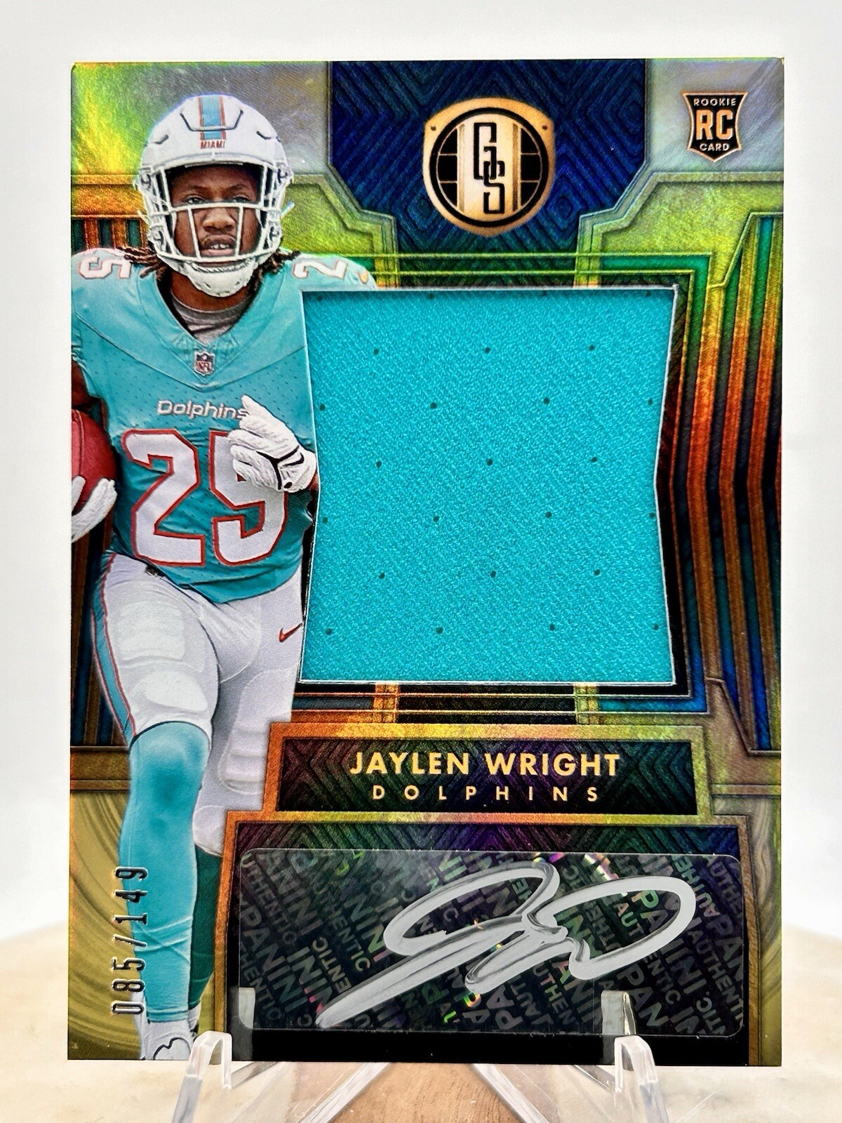 2024 Panini Gold Standard Jaylen Wright /149 RC JUMBO PATCH AUTO #268 Dolphins