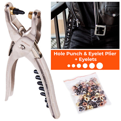 Amtech Hole Punch Plier & Eyelets Heavy Duty Puncher Interchangeable 6 Size Dies