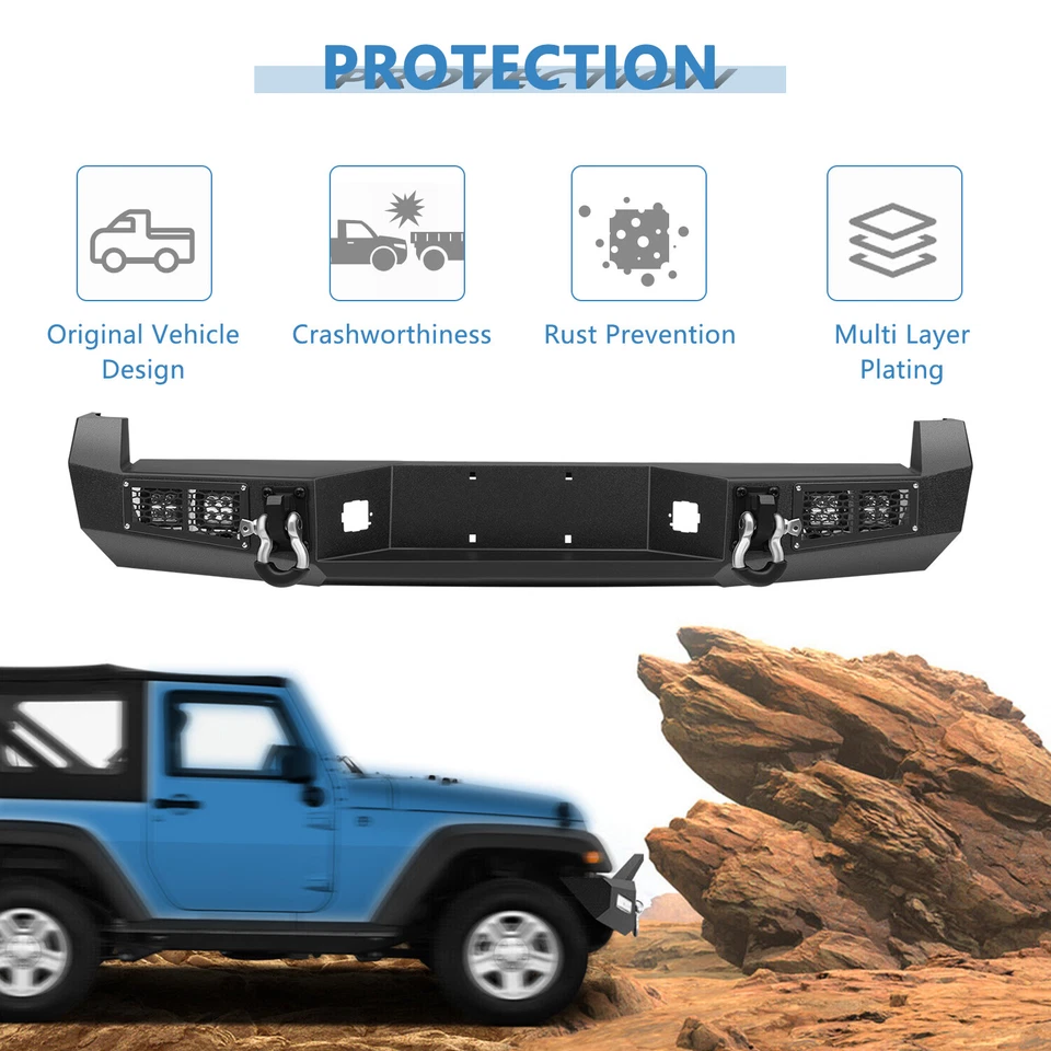 ECCPP Offroad Steel Rear Bumper w LED Lights D-rings For Toyota Tacoma 2005-2015 Foto 2 de 4