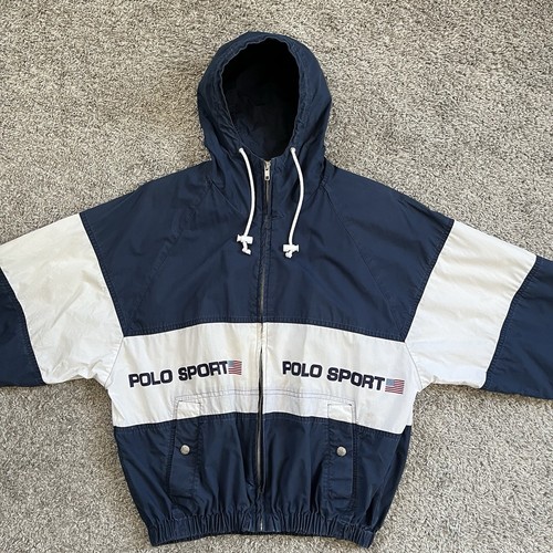 🔴Polo Sport Jacket Size Medium Large Hoodie Navy White - Picture 14 of 17