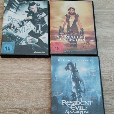 Resident Evil DVD Set - 3 Filme: Apocalypse Ext., Extinction, Afterlife FSK18