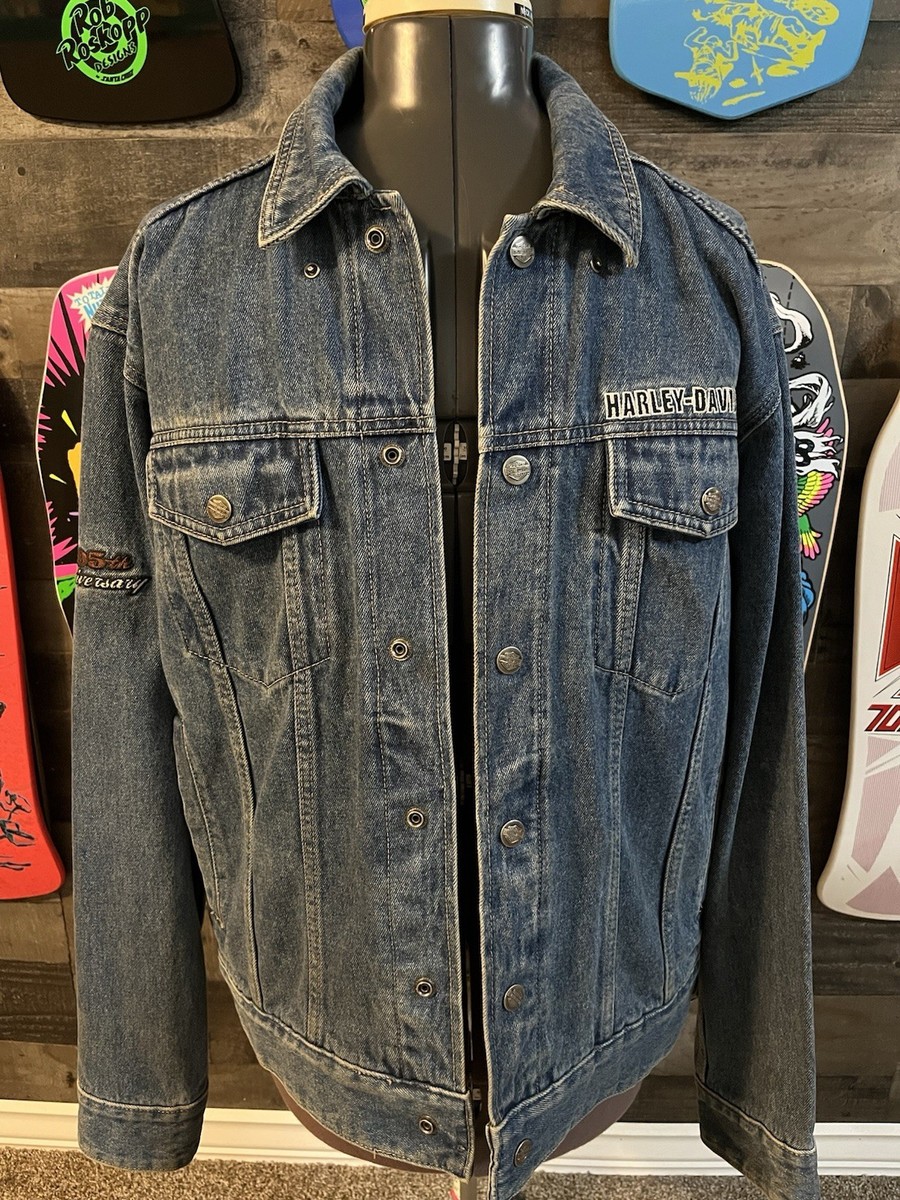 Vintage Harley Davidson Jacket Mens Med Denim 1903-2008 105th