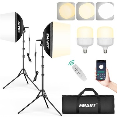 Softbox Photography Lighting Kit, 16''x16'' Pull Soft Box, 50W 3000K-6000K LED ...