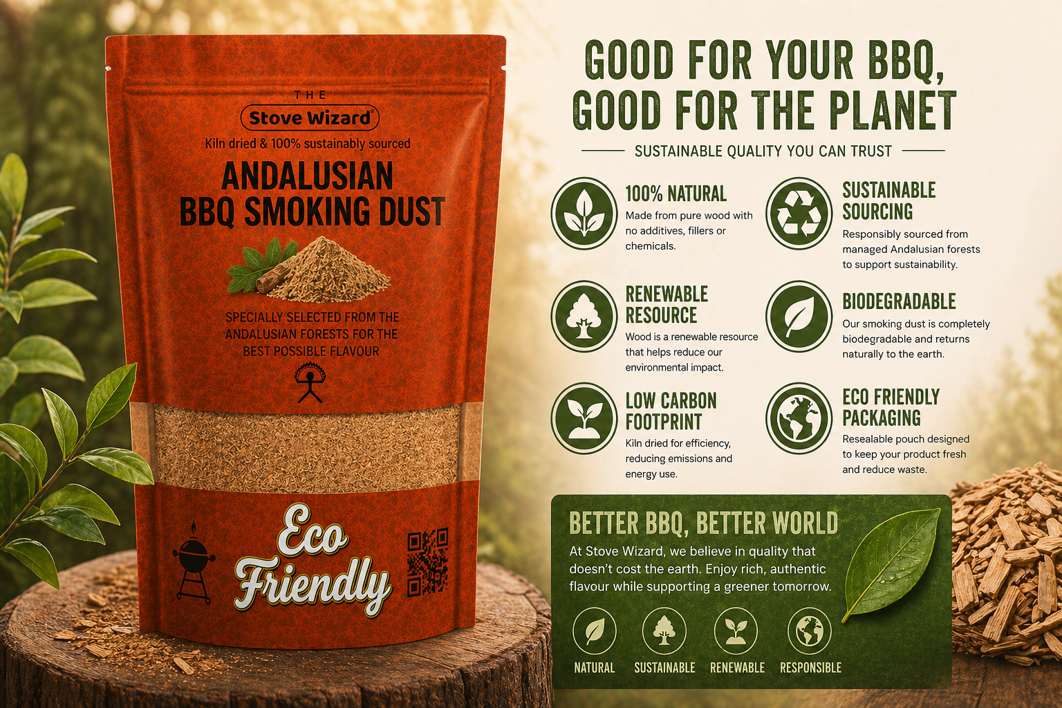 BBQ Smoking Wood Dust Cherry Premium Natural Smoker Fuel 1.5 Litres