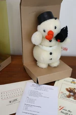NIB 2002 Christmas Steiff SNOWMAN & RAVEN 7" Mohair 037962 Ltd Ed 137 of 3000 p