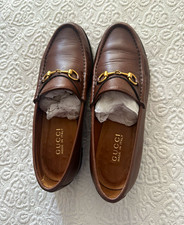 Gucci Brown Leather Horsebit Loafers Slip-On Lug Rubber Sole women 10 B