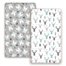 Stretchy Ultra Soft Jersey Knit Fitted Crib Sheets Set 2 Pack, Cozy Crib Shee...