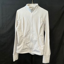 Lululemon Athletica White Full Zip Jacket Thumbholes Size 8