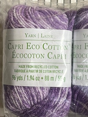 (3 PK) Loops & Threads Capri Eco Cotton Violet Splash Skein, NIP