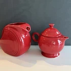 Fiesta Ware  Teapot And Water Pitcher In Scarlet Red