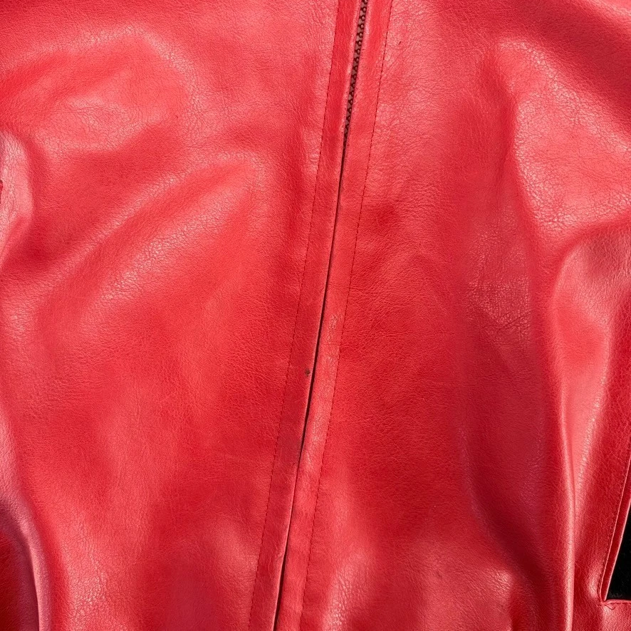 Chaqueta de Cuero Avirex Vintage Niños Mediana Roja Negra Bordada Spellout y2k Foto 3 de 4