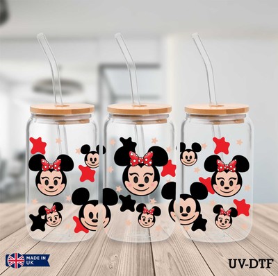 Minnie Mouse UV DTF Aufkleber - 16 Unzen Libbey Dose Glasfolie yd372
