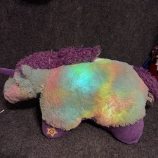 Pillow Pets Glow Pets Light Up Rainbow Stuffed Plush Unicorn w/Night Light 14  