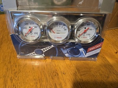 2'' 52mm Chrome Car 3in1 Triple Gauge Set Kit Volt Meter Water Temp Oil Pressure