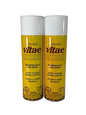 2X Lamaur Vita E Vitae Maximum Hold Hair Spray Zotos 12 Oz Yellow Cans FADED