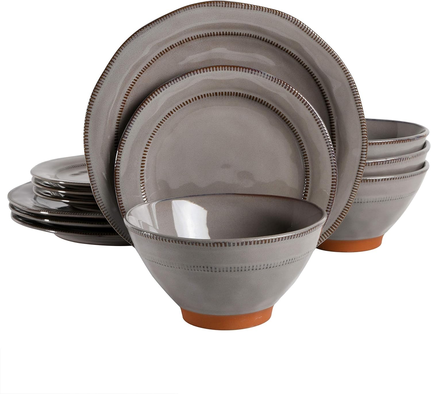 Gibson Elite Terranea Round Reactive Glaze Terra Cotta Dinne