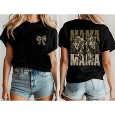 Camisa con lazo coqueta camuflada para mamá, camisa camuflada de la vieja escuela, camiseta con lazo camuflada para niñas
