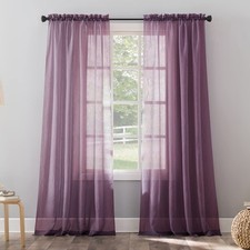 Purple Crushed Voile Sheer Curtain Panel 51W x 84L Rod Pocket Window Treatment