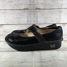 Alegria by PG Lite Womens EU 38 US 8-8.5 Day-561 Black Shimmer Leather Mary Jane