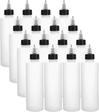 16 Pack 8oz Plastic Squeeze Bottles with Twist Top Caps, Empty Boston Dispens...