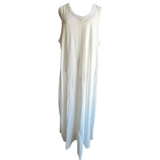 Soft Surroundings Maxi Dress Women 1X White Sleeveless V-Neck Cotton