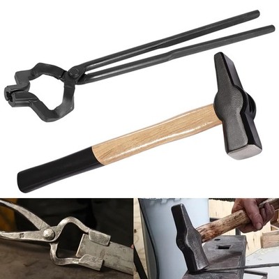16'' Blacksmith Z V-Bit Tongs  & Hammer 0000811-1500 Set Forge Vise Anvil Tool
