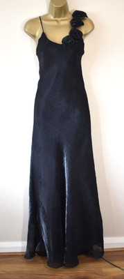 Y2K French Vintage YVES CALIN PARIS Floral Applique Tulle Maxi Slip Dress UK 6