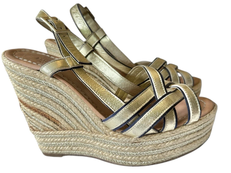 Kate Spade New York Dorado y Azul Marino Alpargatas Cuñas Zapatos Para Mujer Talla 6 Foto 2 de 4