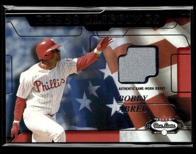 2002 Fleer Box Score #NNO Bobby Abreu jersey card Philadelphia Phillies