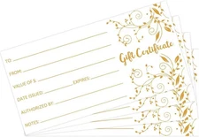 25 Gold Foil Gift Voucher Cards with Envelopes for Business Spa Salon Xmas