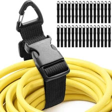 30 Pack 17 Inch Adjustable Extension Cord Holder Organizer with Black 