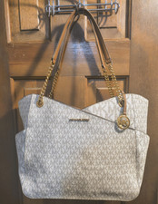 Michael Kors Large Beige Brown Logo Tote Shou...
