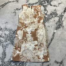 Talbots Dress Sz 14 Brown Ivory Sheath Paisley Floral career office knee length