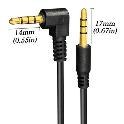 3.5mm TRRS Audio Cable 90° Right Angle Male to Extended (17mm) Male Straight lot
