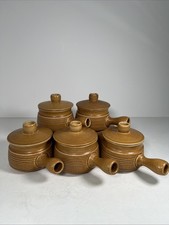Denby Langley - Canterbury -  5 x Lidded Soup Bowls - Handled - Brown Stoneware