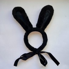 Black Plush Bunny Rabbit Ears Headband Costum...