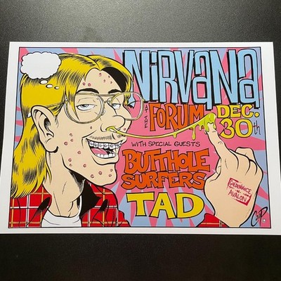 Nirvana 1993 LA Concert Poster Coop! 1990s Music Wall Art Used | eBay