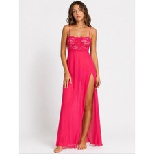 Vintage Victoria's Secret Sheer Chiffon Nightgown Slip Dress Romantic Red Small