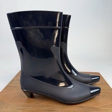 New Womens Jeffrey Campbell Drench Black Kitten Heel Rain Boots Size 9