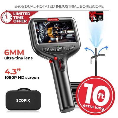 10FT  Endoscope 2-Way 360° Inspection Camera Articulating Borescope Semi Rigid