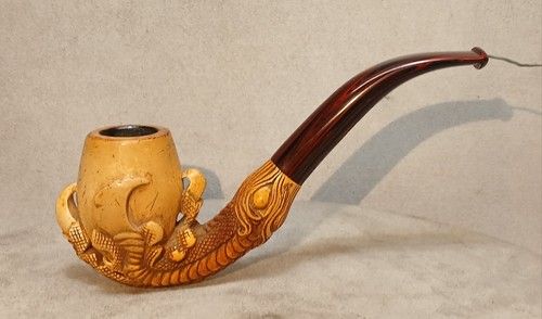 Antique Block Meerschaum Dragon Claw & Egg Tobacco Pipe W/New Cumberland Stem