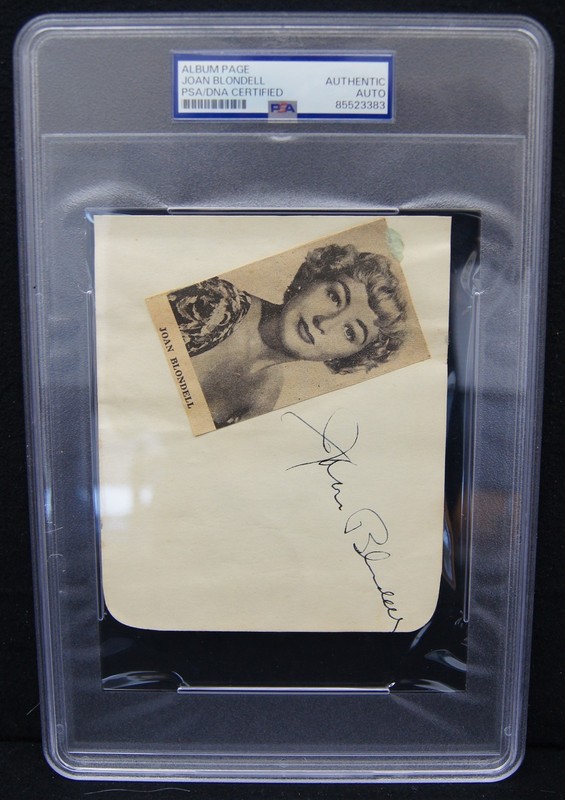 JOAN BLONDELL 1906-1979 Autographed Album Page PSA/DNA Authentic Auto Slabbed