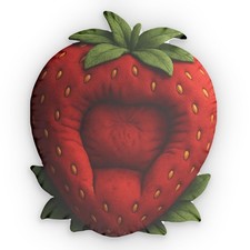 Whimsical Strawberry Hug Plush Cushion Textured Red Design - Shaped Pillow